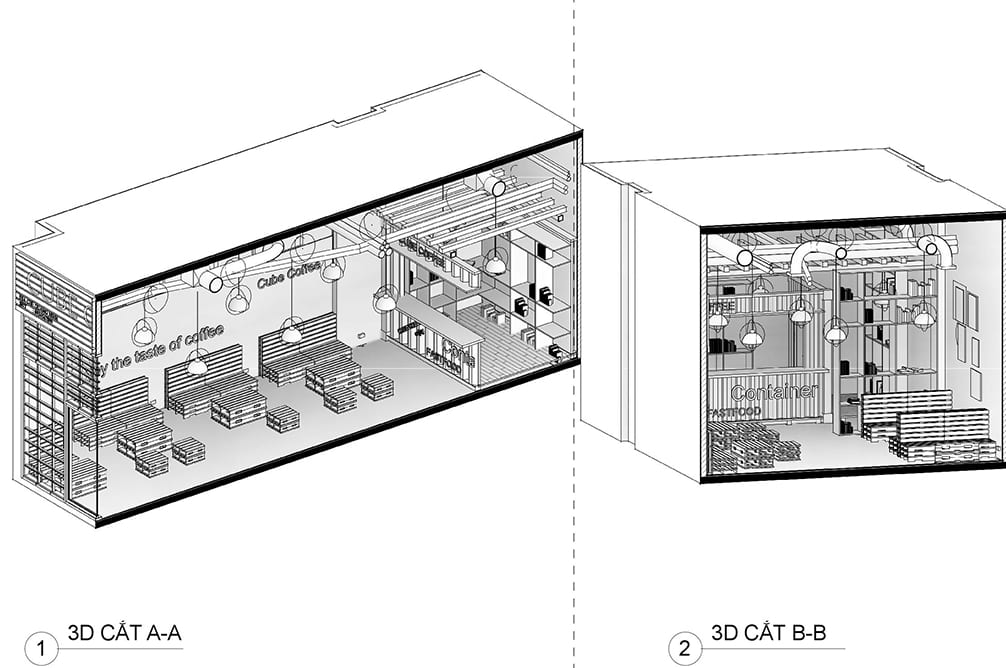 thiết kế quán cafe độc đáo - Cube cafe