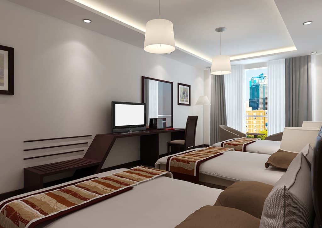 Thiết kế nội thất phòng ngủ 3 giường khách sạn Mường Thanh - Quản Bình